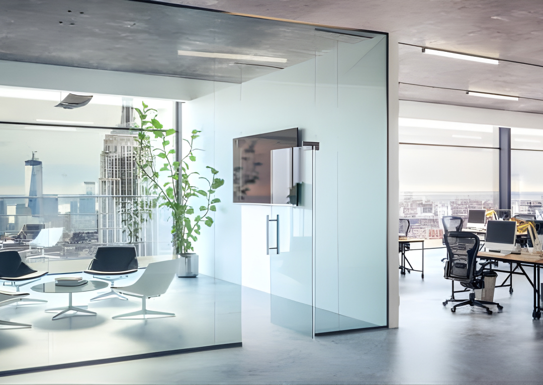 office glass partitions - Open Plan Office with Meeting Area
