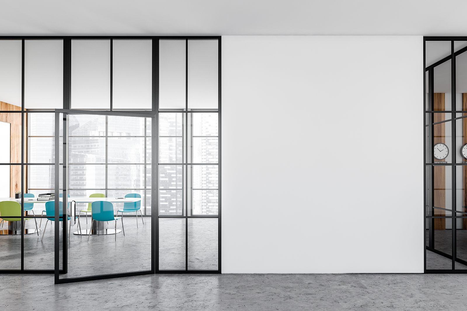 bespoke glazing design - Brght-Office-Interior-With-Glass-Door