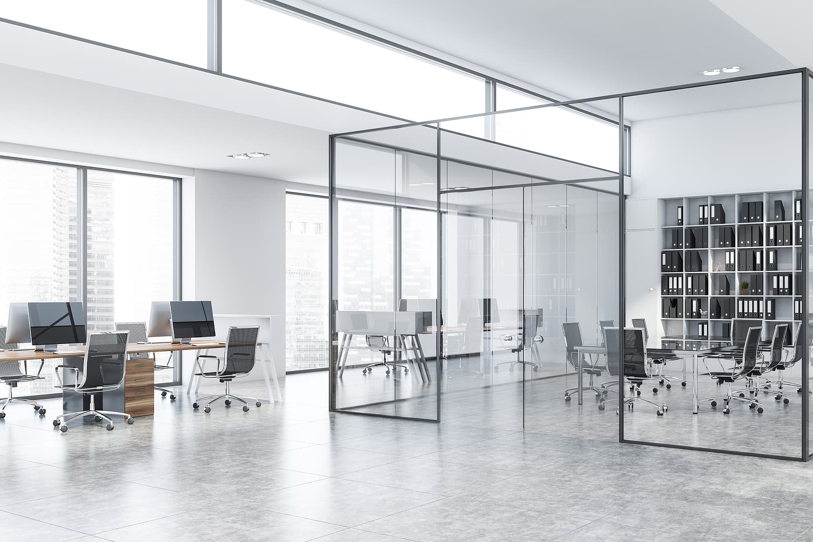 Glazed partitions - Interior of modern conference room with glass walls